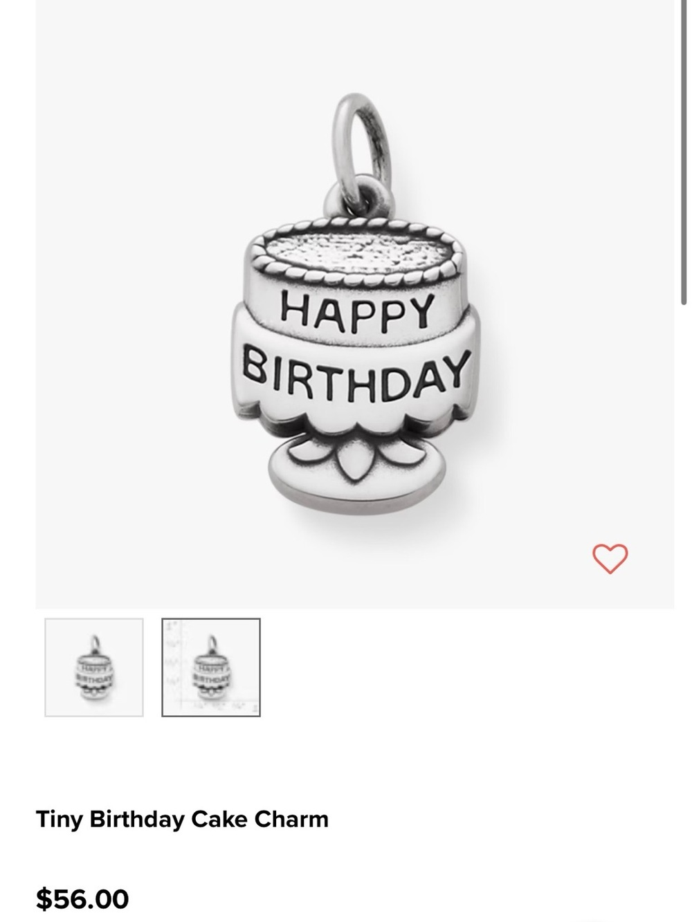 James Avery Silver 'Happy Birthday' Cake Charm